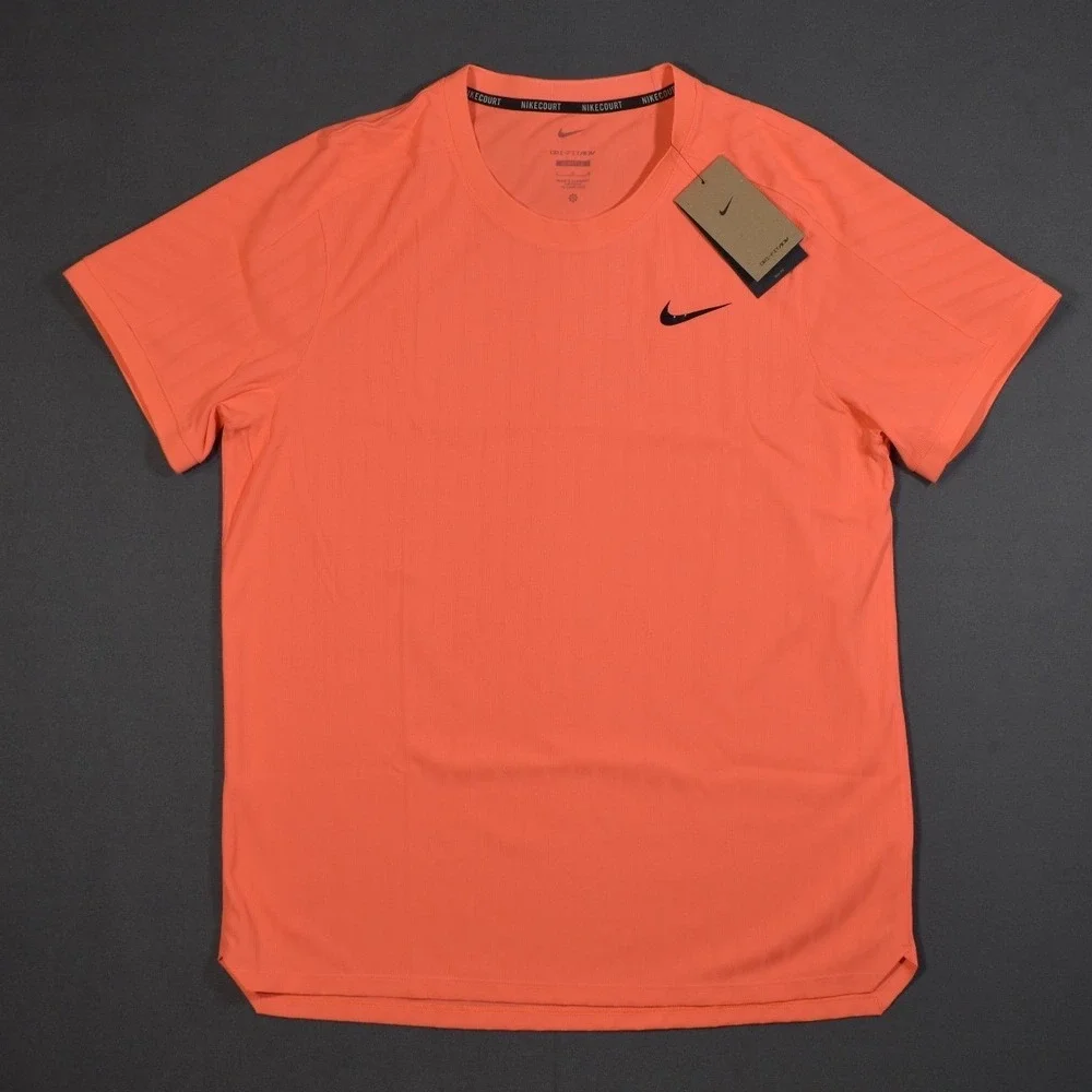 Nike Court Dri-FIT ADV Slam Tennis Top Bright Mango Large Slim Fit HM6710-873